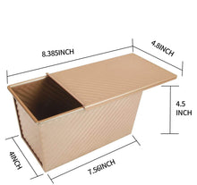 Load image into Gallery viewer, FineDecor Premium Nonstick Carbon Steel Bread Mould, Loaf Pan, Bread Pan, Toast Mould, Bread Tin with Cover Bakeware (Gold) for 500 gm, FD - 3039.
