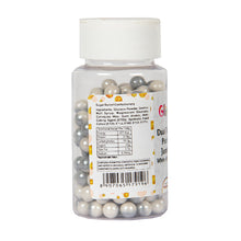 Load image into Gallery viewer, Glint Dual Tone Pearl Balls for Cake Decoration ( 7mm ) ( White &amp; Grey ), 75g | Dual Colour Cake Sprinkle For Cake Decoration | 75g
