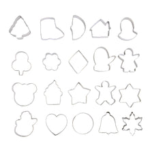 Load image into Gallery viewer, FineDecor 20pcs Assorted Cookie Cutter Set With Plastic Box, Assorted Shape Stainless Steel Cookie Cutters Mold Tools - FD 3105
