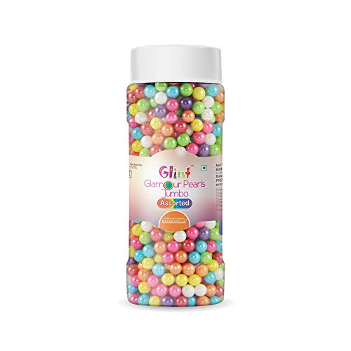 Glint Glamour Pearls Balls for Cake Decoration (Assorted Jumbo), 75g