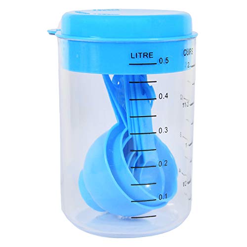 FineDecor Measuring Spoon and Jar Set of 7 Pcs - Blue