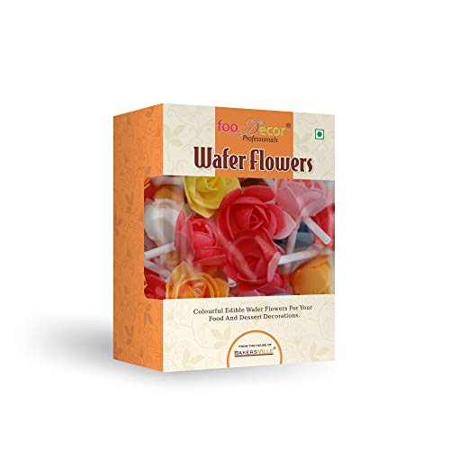 Foodecor Professionals Wafer Flowers (Rose with Stick)- 25pcs -BV 2802