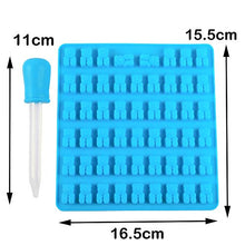 Load image into Gallery viewer, FineDecor 53 Cavity Silicone Gummy Bear Mold with 1 Dropper, Silicone Bear Designed Gummy Jelly Candy Mould Chocolate Mold  (Blue)
