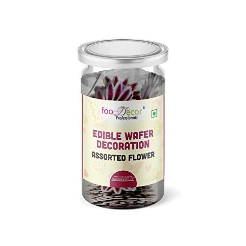 FOOD DECOR Edible Wafer Decoration Assorted Flower-Bv-2835 (30 Pcs x 1 Jar) 50 g