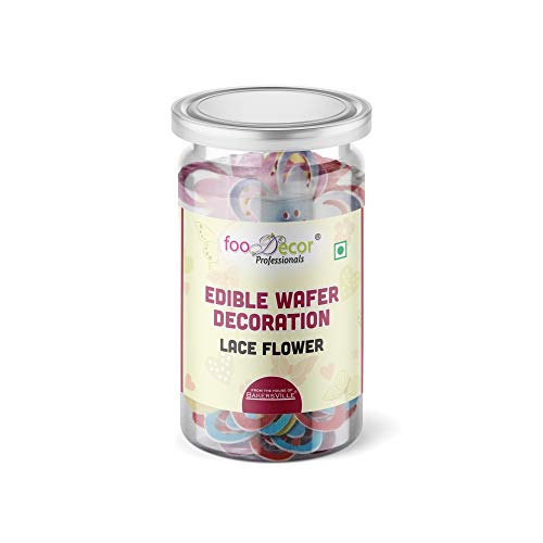 Food decor Edible Wafer Decoration Lace Flower-Bv-2836 (30 Pieces x 1 Jar), 30 g