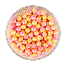 Load image into Gallery viewer, Glint Dual Tone Pearl Balls for Cake Decoration ( 7mm ) ( Yellow &amp; Pink ), 75g | Dual Colour Cake Sprinkle For Cake Decoration | 75g
