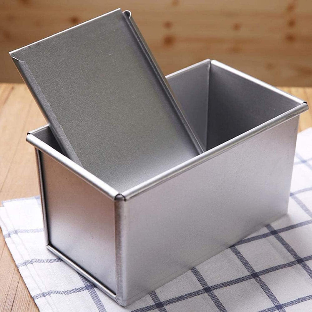 FineDecor Premium Big Nonstick Aluminium Steel Bread Mould/Loaf Pan/Bread Pan/Toast Mould/Bread Tin with Cover Bakeware (Silver) For 450 gm, FD 3116