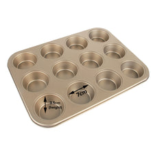 Load image into Gallery viewer, FineDecor Nonstick Muffin Cake Pan, Bakeware 12-Cavity Muffin Tin With Grips For Oven Baking- 12 Cup (Champagne Gold), FD 3122
