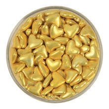 Load image into Gallery viewer, Glint Silver Dragees for Cake - 12 mm, Decorative Golden Heart Shape Dragees For Cake Decor, 150g, Sparkling Effect, Use for Outer Surface Decoration
