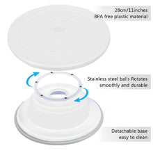 Load image into Gallery viewer, FineDecor Non Slip Plastic Cake Server 28 cm, 360° Degree Rotating Cake Turntable, Cake Decorating Stand, Cake Stand for Icing(White), FD 3296
