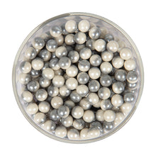 Load image into Gallery viewer, Glint Dual Tone Pearl Balls for Cake Decoration ( 7mm ) ( White &amp; Grey ), 150g | Dual Colour Cake Sprinkle For Cake Decoration | 150g

