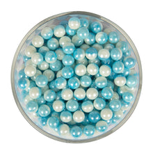 Load image into Gallery viewer, Glint Dual Tone Pearl Balls for Cake Decoration ( 7mm ) ( White &amp; Blue ), 75g | Dual Colour Cake Sprinkle For Cake Decoration | 75g
