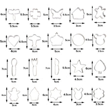 Load image into Gallery viewer, FineDecor 20pcs Assorted Cookie Cutter Set With Plastic Box, Assorted Shape Stainless Steel Cookie Cutters Mold Tools - FD 3104
