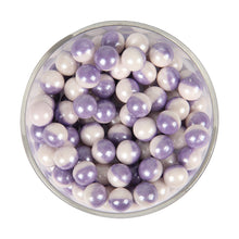 Load image into Gallery viewer, Glint Dual Tone Pearl Balls for Cake Decoration ( 10mm ) ( White &amp; Purple ), 75g | Dual Colour Cake Sprinkle For Cake Decoration | 75g
