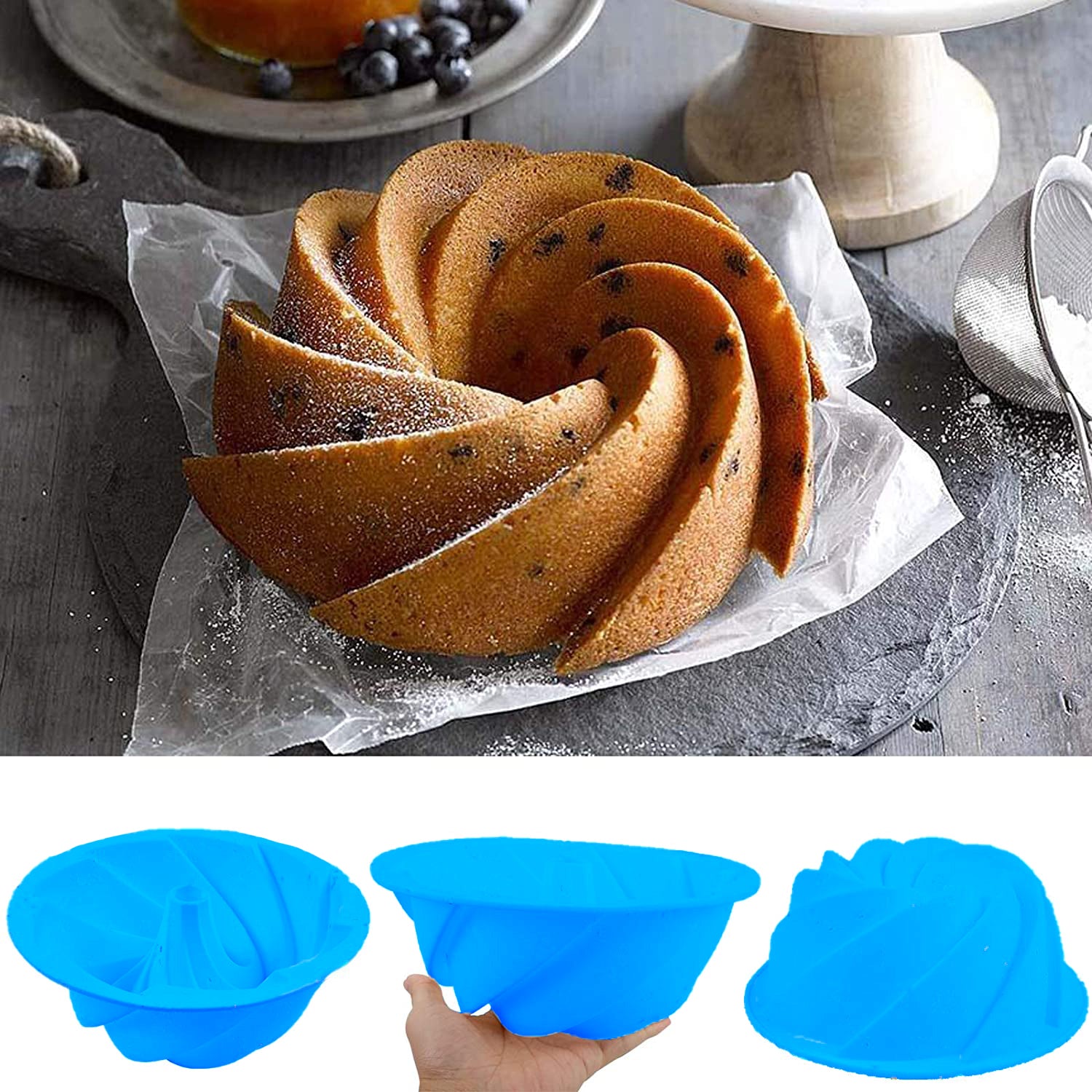 FineDecor Nonstick Silicone Bundt Cake Pan, Nonstick Fluted Cake Mould  Baking Pan for Cake, Jello, Bread and More Baked Goods FD 3189