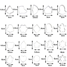 Load image into Gallery viewer, FineDecor 20pcs Assorted Cookie Cutter Set With Plastic Box, Assorted Shape Stainless Steel Cookie Cutters Mold Tools - FD 3105
