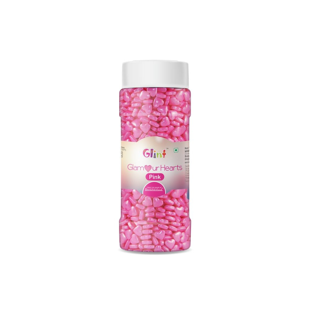 Glint Glamour Hearts (4mm) (Pink), 75g