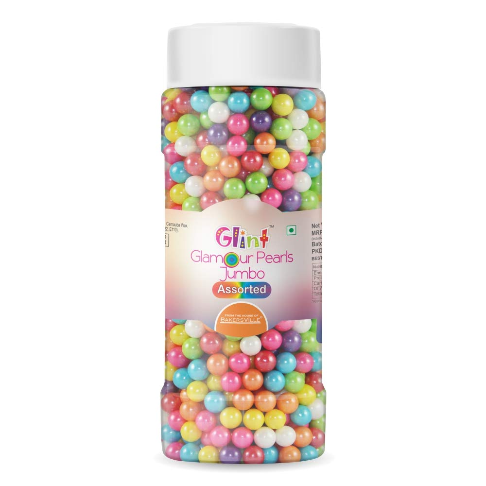 Glint Glamour Pearls Balls for Cake Decoration (Assorted Jumbo),125 g