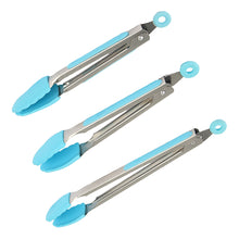 Load image into Gallery viewer, FineDecor Silicone Cooking Tongs Set of 3 (8in, 10in &amp; 13) Kitchen Food Tongs, Stainless Steel Material with Heat Resistant FD 3404
