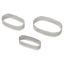 Load image into Gallery viewer, FineDecor Perforated Oval Shape Tart Ring - Stainless Steel Tart Ring for Baking 3 Pieces Set ( 2.5 * 1 in, 3 * 1.5 in, 3.5 * 2.5 in ) - FD 3308
