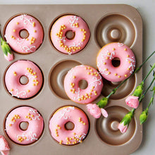 Load image into Gallery viewer, FineDecor Nonstick Carbon Steel Donut Baking Pan, Donut Baking Mould, Bagels Baking Tray for Cake Muffins Doughnut, FD 3108 (12 Cavity)
