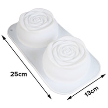 Load image into Gallery viewer, FineDecor Big Rose Shape Silicone Mousse Cake Mould, Non-stick Flower Shape Mould Tray for Baking, Dessert, Biscuit &amp; Soap FD 3172 (2 Cavity)
