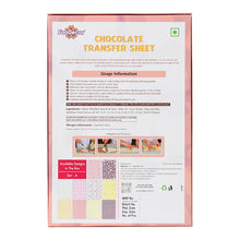 Load image into Gallery viewer, FooDecor Chocolate Transfer Sheets 50 Pcs (10 Assorted Designs (A4 Size)), For DIY Chocolate Cookie Cake Decoration Chocolate Print, BV 3048
