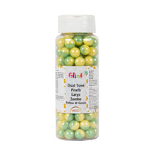 Load image into Gallery viewer, Glint Dual Tone Pearl Balls for Cake Decoration ( 10mm ) ( Yellow &amp; Green ), 150g | Dual Colour Cake Sprinkle For Cake Decoration | 150g
