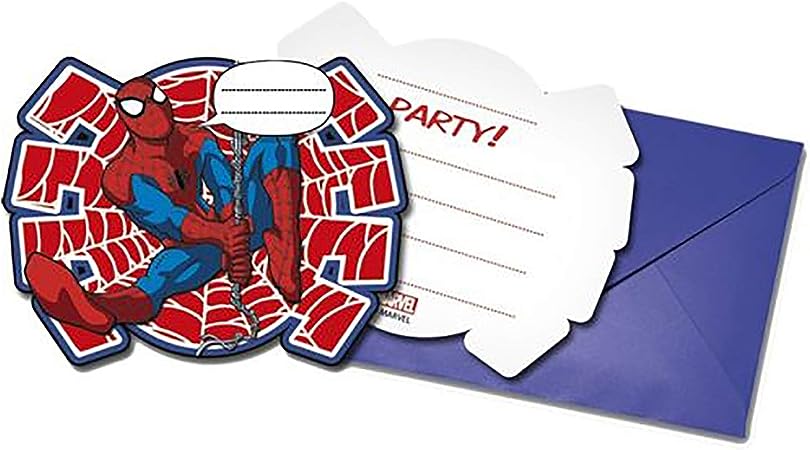 Spider Man Die-Cut Invitations & Envelopes - BV85157 - 6Pcs