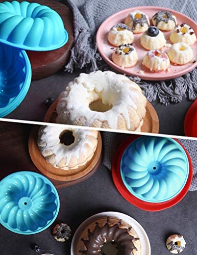 FineDecor Silicone Bundt Cake Pan Nonstick Round Fluted Cake Mold 5 Inch