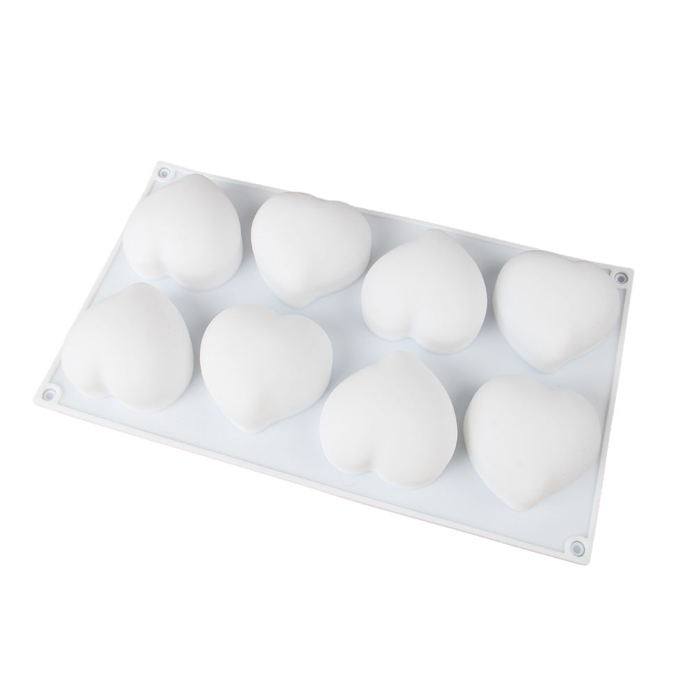 FineDecor 3D Heart Shape Silicone Mousse Cake Mould Non-stick Silicone Mould Tray for Handmade Chocolate,Dessert, Pastry, Brownie FD 3163 (8 Cavity)