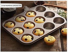 Load image into Gallery viewer, FineDecor Nonstick Muffin Cake Pan, Bakeware 12-Cavity Muffin Tin With Grips For Oven Baking- 12 Cup (Champagne Gold), FD 3122
