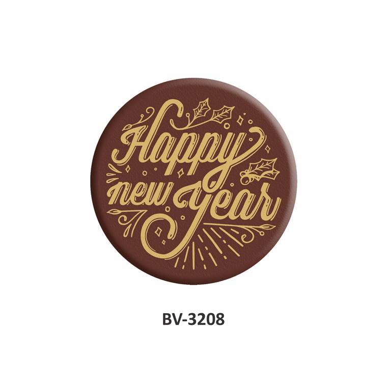 Foodecor Happy New Year Decorative Transfer Mould Round Shape  - BV 3208