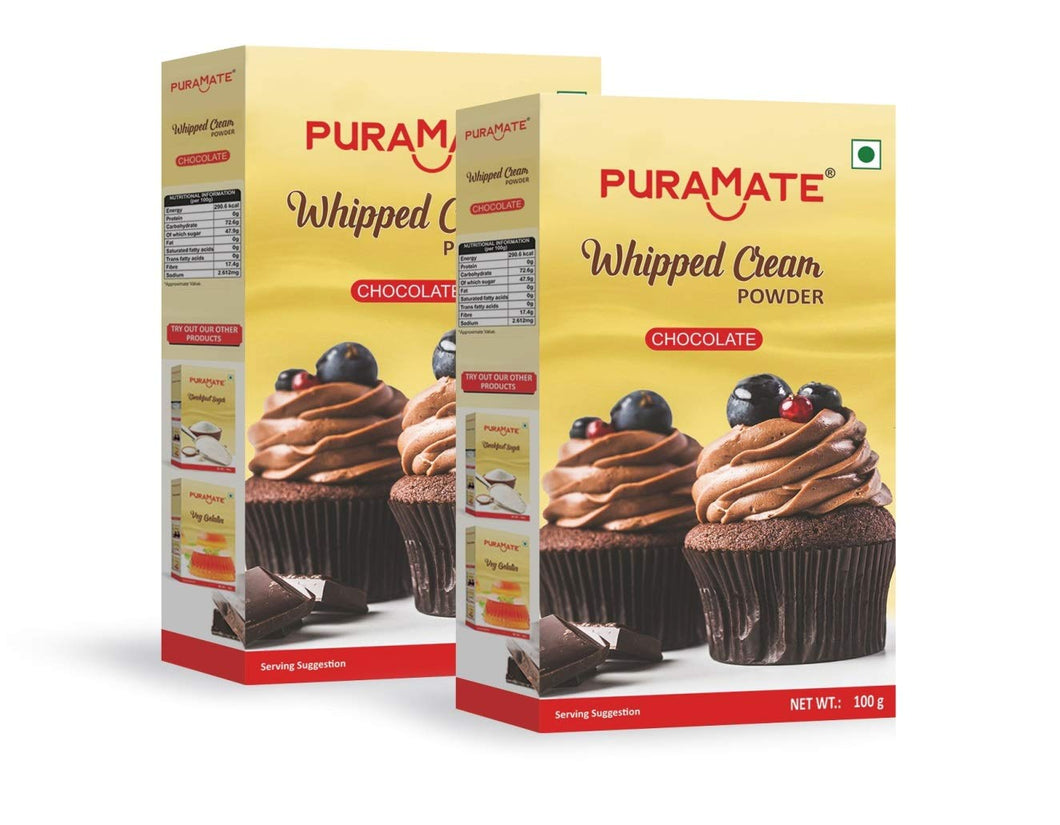 Puramate Whipped Cream Powder-Chocolate,100g (Pack of 2)