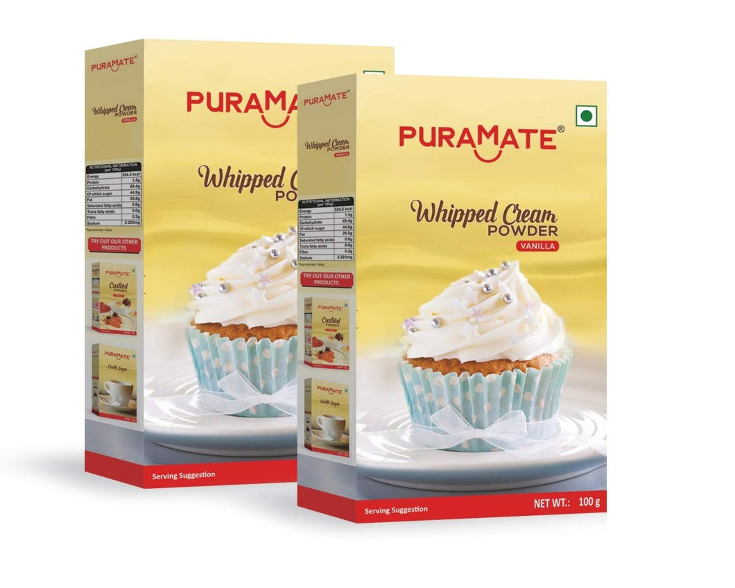 Puramate Whipped Cream Powder-Vanilla, 100g (Pack of 2)