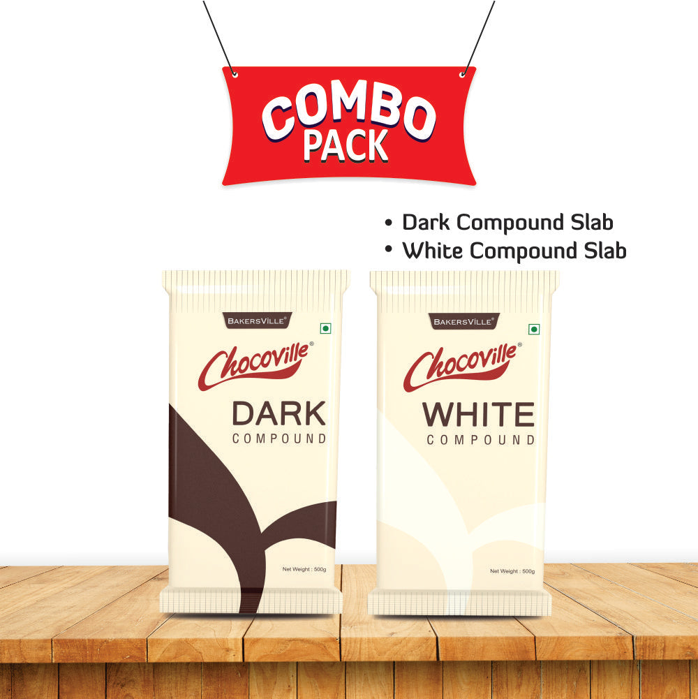 CHOCOVILLE Combo of Dark & White Compound Slab (500 G Each)