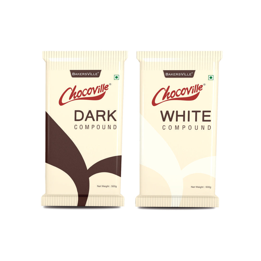CHOCOVILLE Combo of Dark & White Compound Slab (500 G Each)