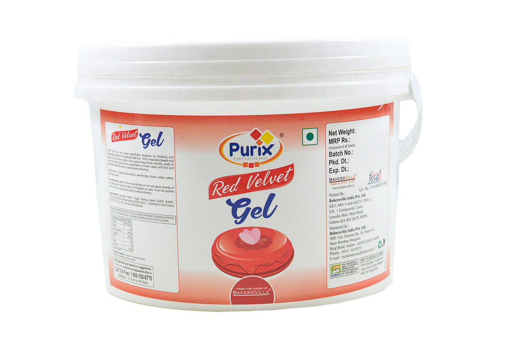 Purix Red Velvet Gel Cold Glaze, 2.5 Kg (Ready to Use)