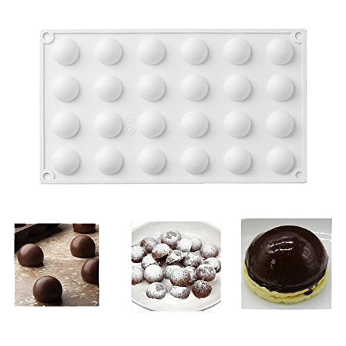 FineDecor 24 Cavity Cake Chocolate Mold Silicone Sphere Ball Mould Chocolate Mousse Filled Chocolate Layer Cake Form Candy Jelly Mousse Mold, FD 3431