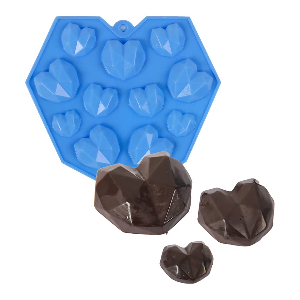 FineDecor Silicone Mould Diamond Heart Shape Mould | Candy Mould | Jelly Mould | Baking Silicon Bakeware Garnishing Mold |FD 3515
