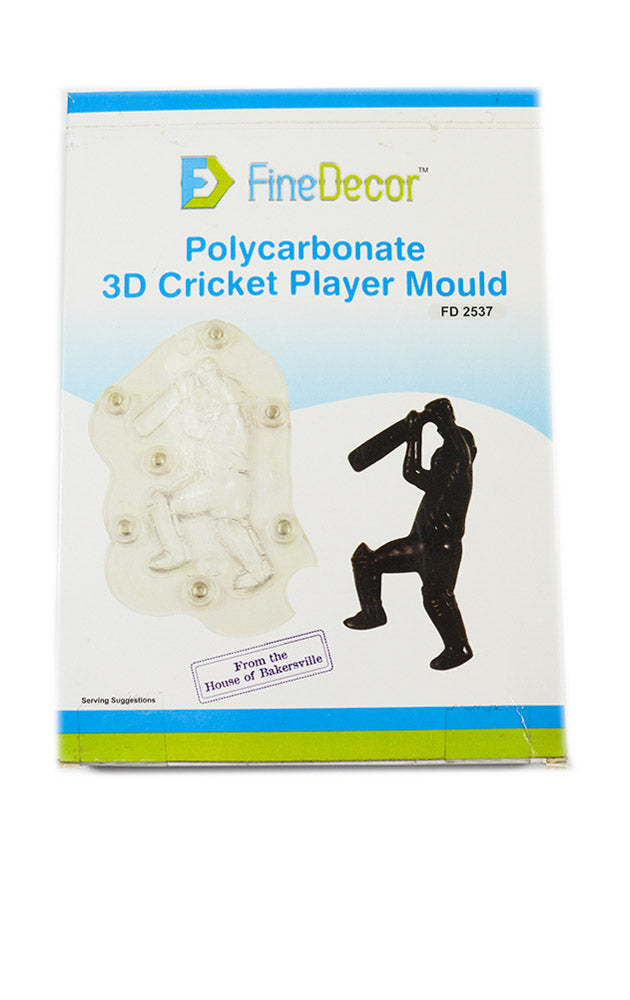 Finedecor 3D Polycarbonate Chocolate Mould - Cricket Player - (FD2537)