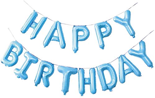 Let's Party Happy Birthday Balloon Blue (16 Inch), 13 Pcs Reusable