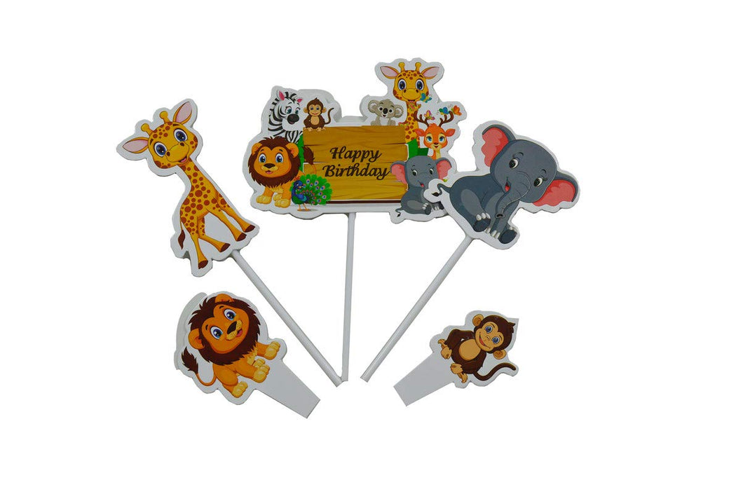 Let's Party Cake Topper Jungle Theme Pack of 4, 20 Pieces
