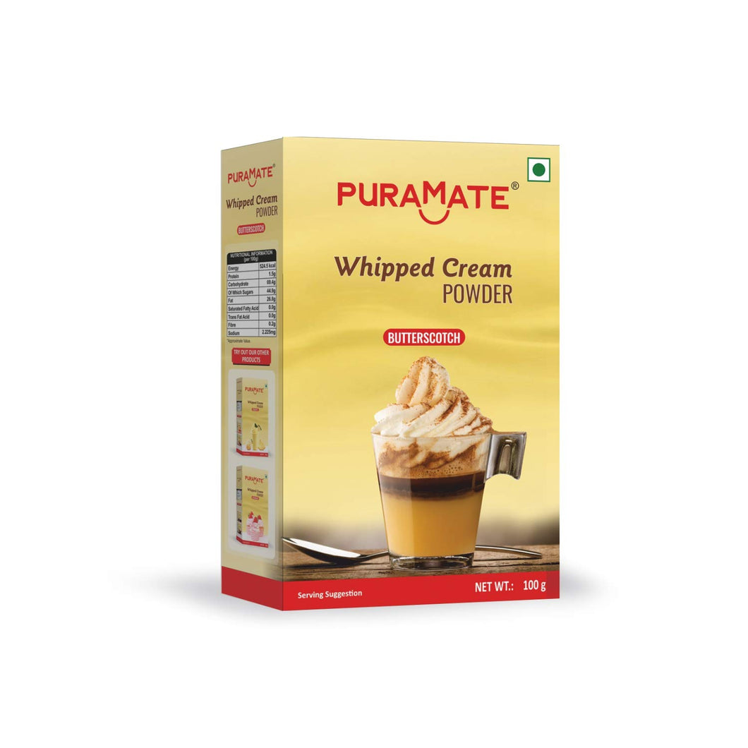 Puramate Whipped Cream Powder - Butterscotch, 100 Gm