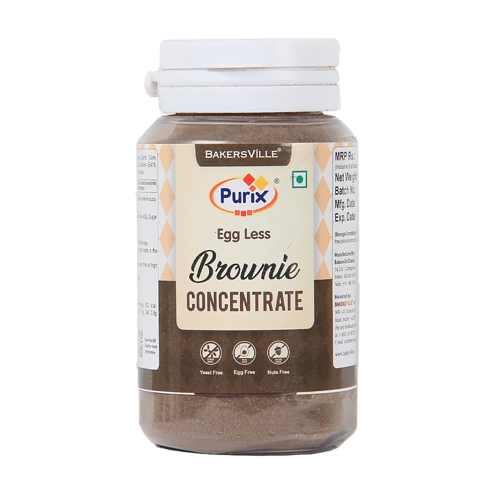 Purix Premium Eggless Concentrate Brownie Cake Mix | Instant Cake Mix Powder | Perfect Chocolate Brownie | 100g