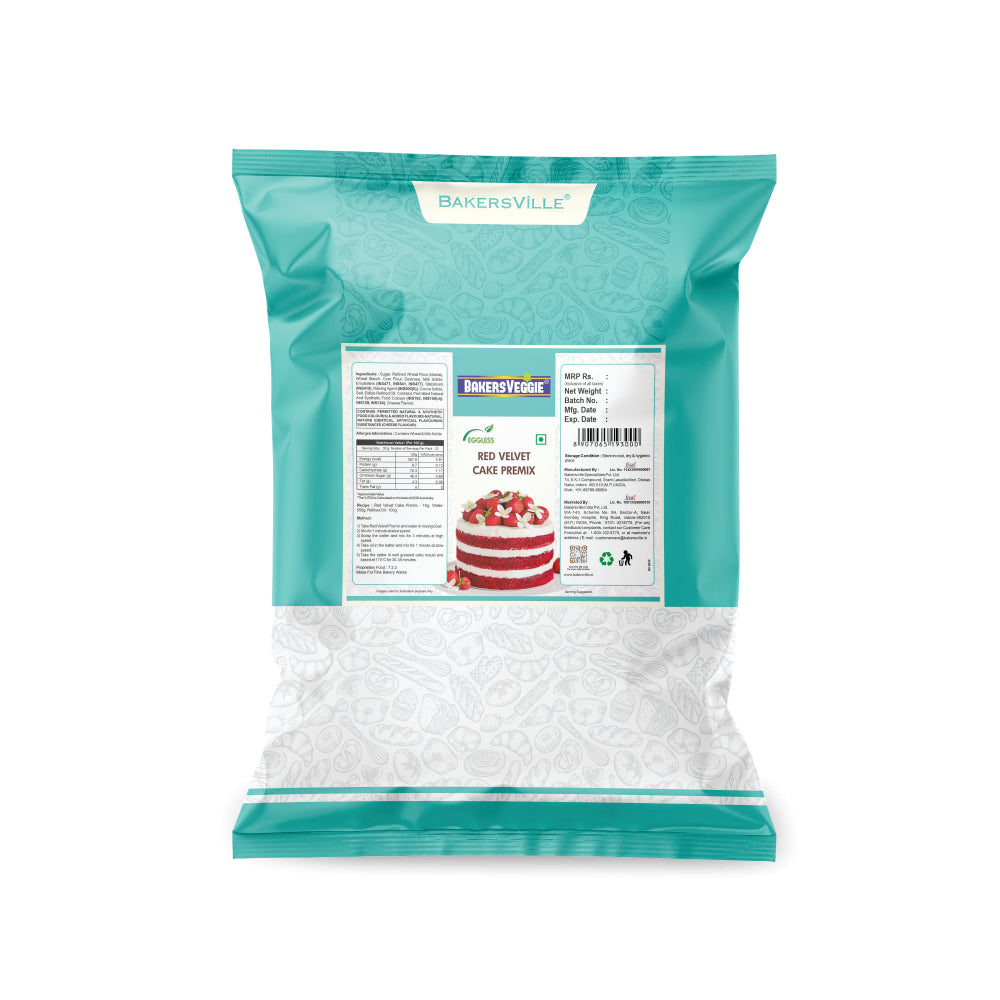 Bakersveggie Eggless Red Velvet Cake Premix. 1kg