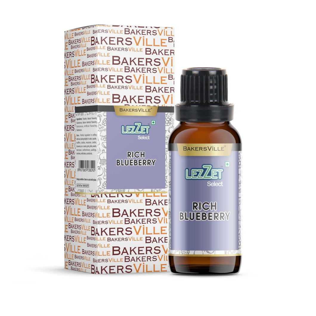 LEZZET SELECT (Rich Blueberry Flavour) 30ML Essence for Baking Cakes, Jams, Candies, Cookies, Ice Creams and Puddings Liquid Essence for Cake Making