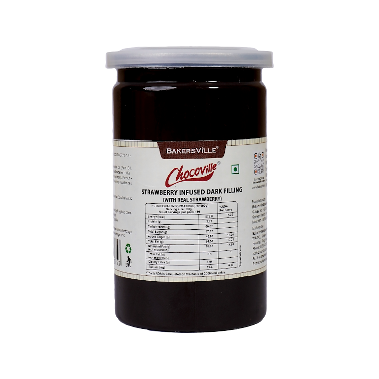 Chocoville Strawberry Infused Dark Choco Filling (with Real Strawberry) , 200g