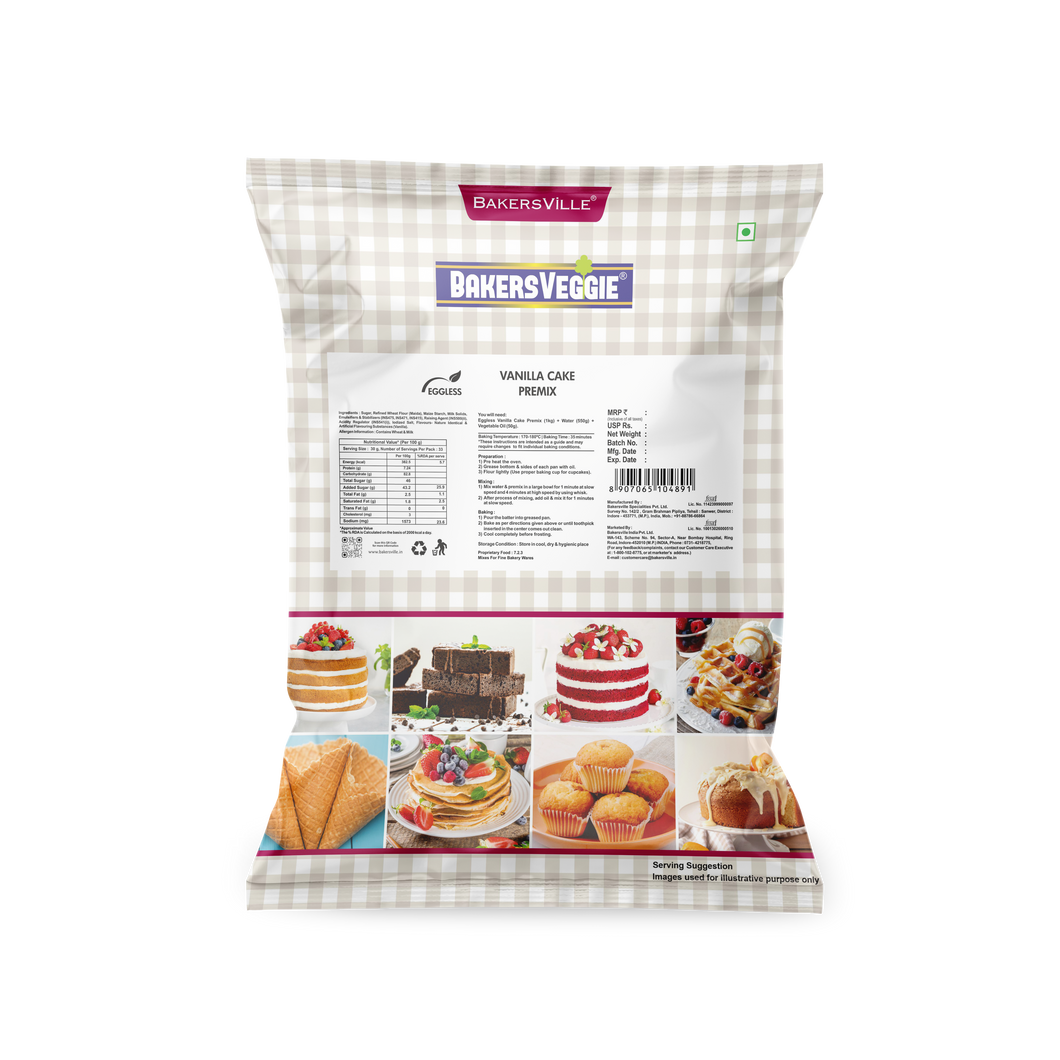 Bakersveggie Eggless Vanilla Cake Premix