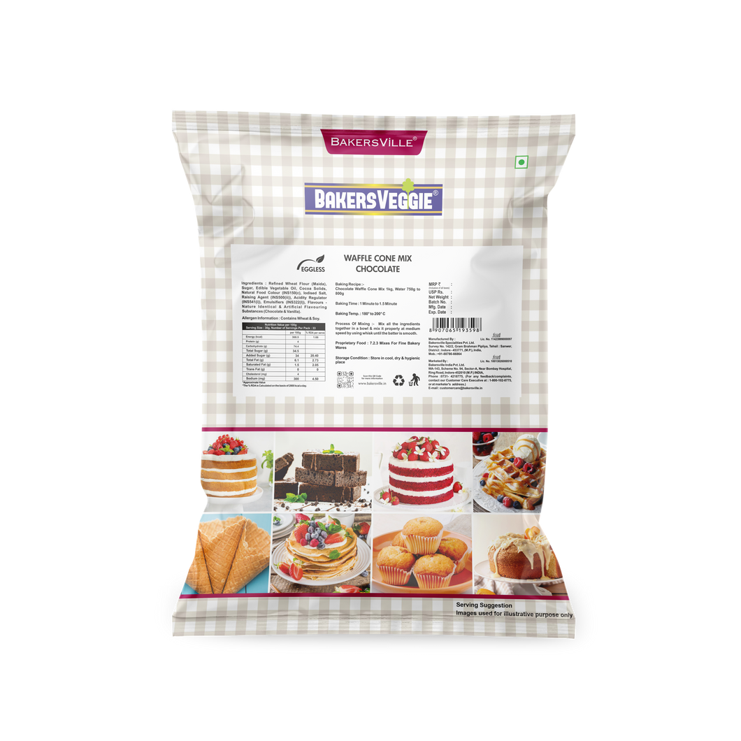 BAKERSVEGGIE WAFFLE CONE MIX CHOCOLATE - 1 KG